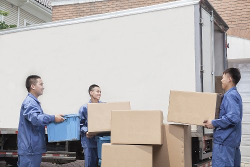 Preparing boxes and furniture for a removal truck move