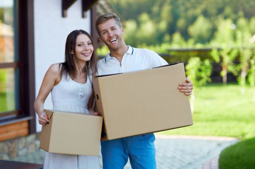 Packing and moving office equipment during a local relocation